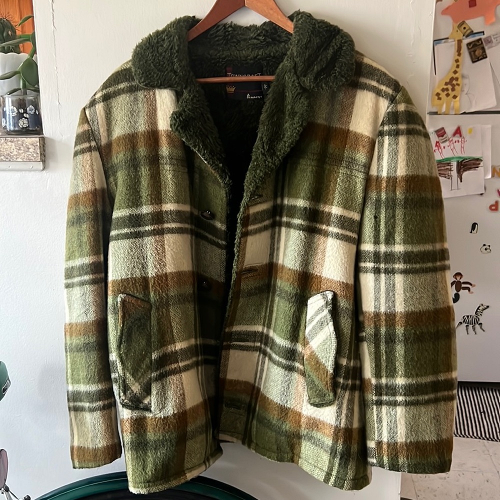Town craft plaid men’s VTG 70s coat